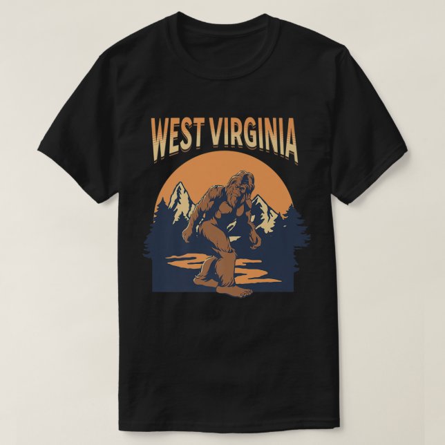 Väster Virginia Bigfoot Mountain Träd Nature Outdo T Shirt (Design framsida)