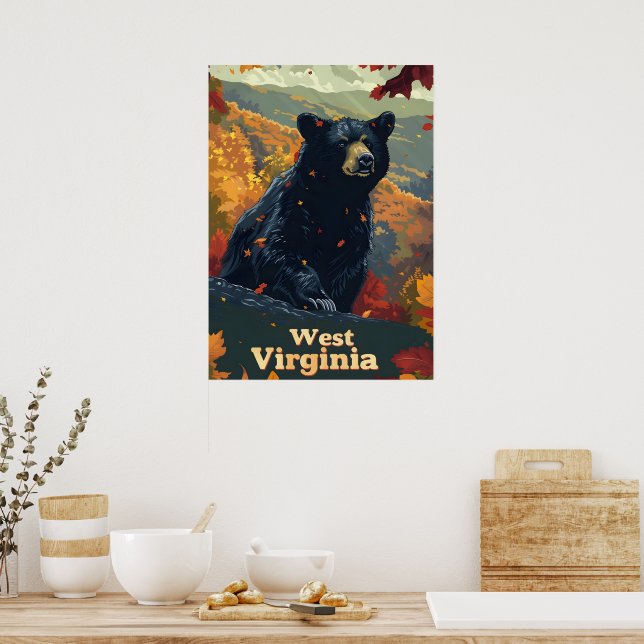 Väster Virginia Black Bear Poster (Kök)