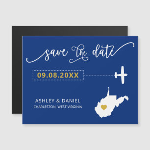 Väster Virginia Bröllop spara datum Card, Karta Magnetisk Inbjudningskort