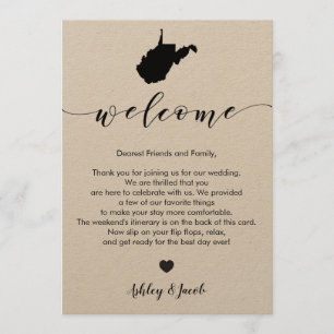 Väster Virginia Bröllop Welcome Brev & Itinerary Program