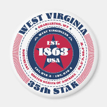 Väster Virginia Circle Typography Souvenir Magnet