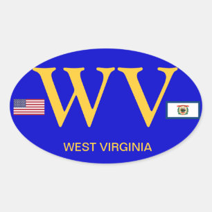 Väster Virginia* European Stil Oval Sticker Ovalt Klistermärke
