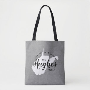 Väster Virginia Family Monogram State Tote Bag Tygkasse