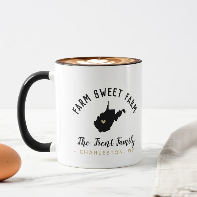 Väster Virginia Farm Sweet Farm Family Monogram Mu Mugg (Skapare uppladdad)