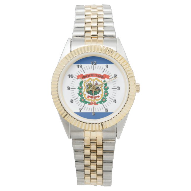 Väster Virginia flagga Armbandsur (Framsida)