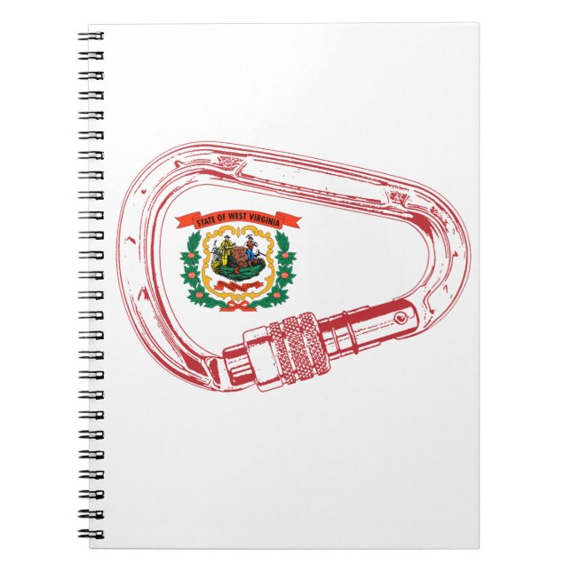 Väster Virginia Flagga klätting Carabiner Anteckningsbok Med Spiral (Framsidan)