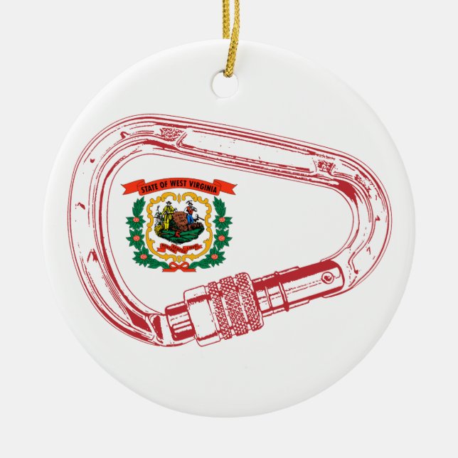 Väster Virginia Flagga klätting Carabiner Julgransprydnad Keramik (Framsidan)
