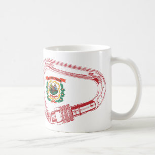 Väster Virginia Flagga klätting Carabiner Kaffemugg