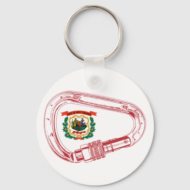 Väster Virginia Flagga klätting Carabiner Nyckelring (Framsida)
