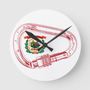 Väster Virginia Flagga Klickande Carabiner Rund Klocka