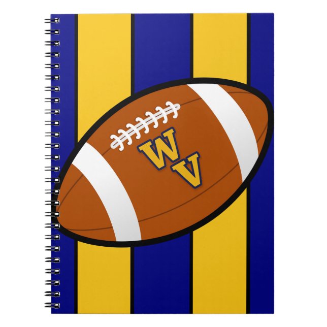 Väster Virginia Football Blue och Guld Pride Anteckningsbok Med Spiral (Framsidan)