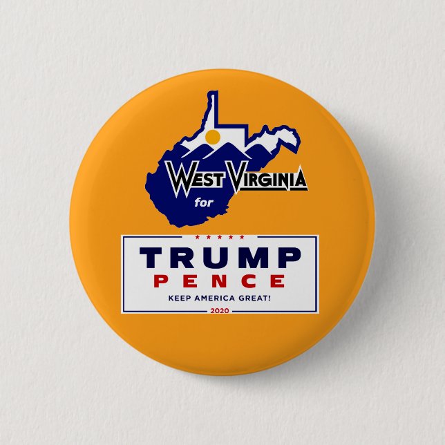 Väster Virginia for Trump Pence 2020 Knapp (Framsida)