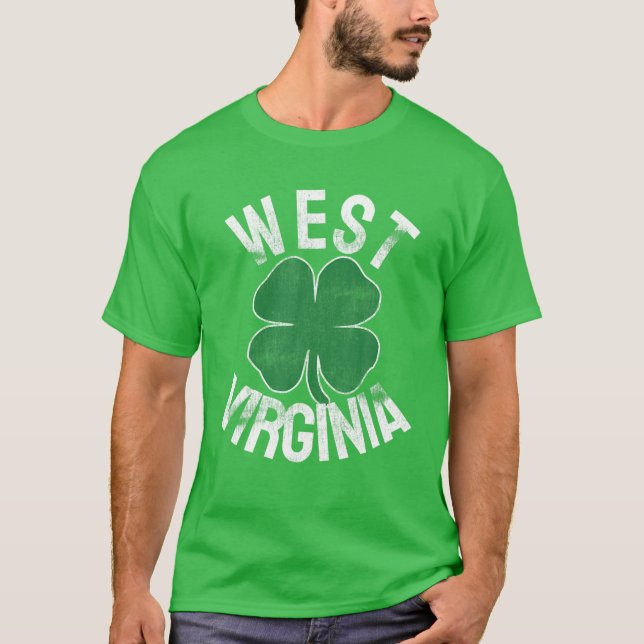 Väster Virginia Gift St. Patrick's Day Shamrock -  T Shirt (Framsida)