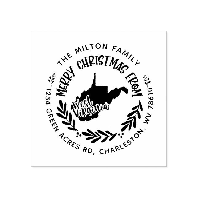 väster virginia god jul returadress stämpel (Tryck)