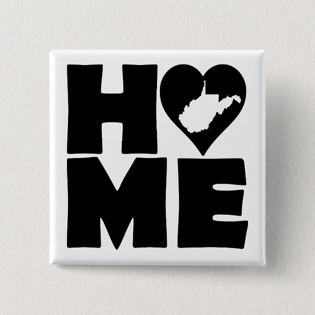 Väster Virginia Home Heart State Button Badge Pin Knapp (Framsida)