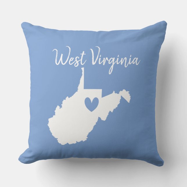 Väster Virginia home state karta kärlek hjärta Kudde (Framsida)