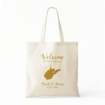 Väster Virginia Karta Bröllop Welcome Bag, Guld