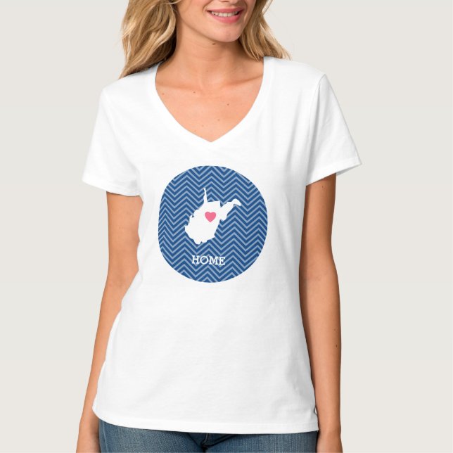 Väster Virginia Karta Home State Kärlek - tillval  T-shirt (Framsida)