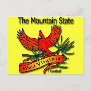 Väster Virginia Mountain State Cardinal Vykort