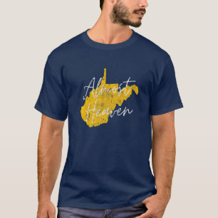 Väster Virginia Nästan Heaven WV Karta State Hom T Shirt