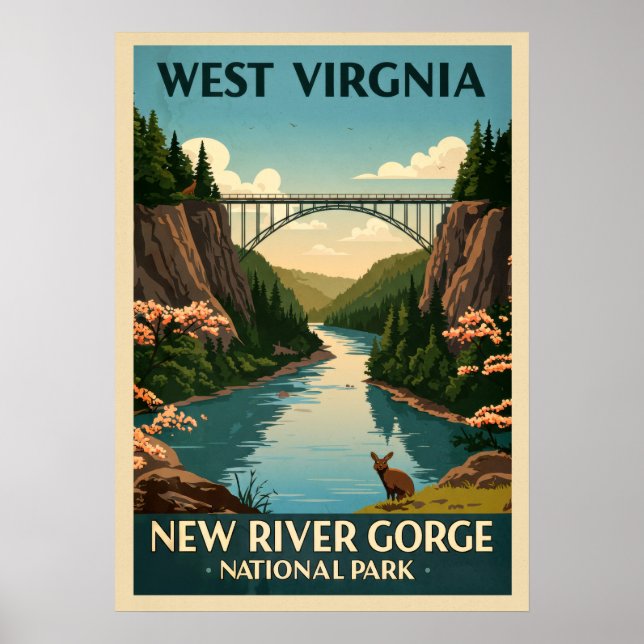 Väster Virginia New River Gorge V02 Poster (Framsidan)