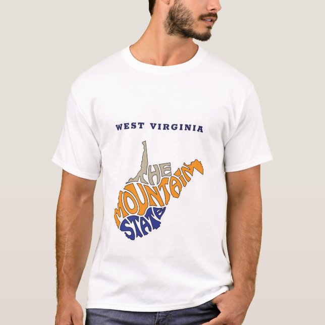 Väster Virginia Nickname Ord Art T Shirt (Framsida)