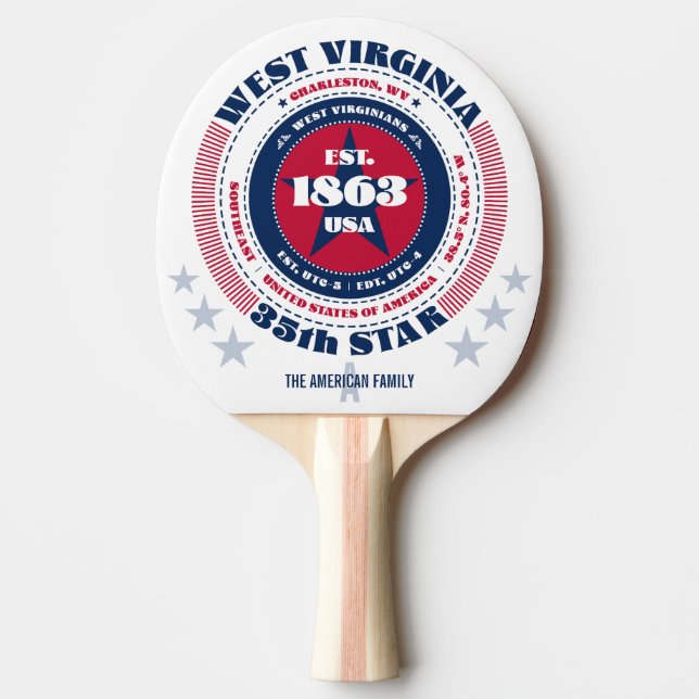 Väster Virginia Pride Circular Typography Monogram Pingisracket (Framsidan)