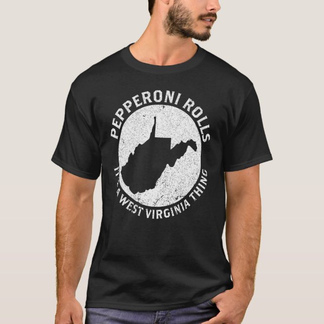 Väster Virginia Pride State Karta Pepperoni Rolls T Shirt (Framsida)