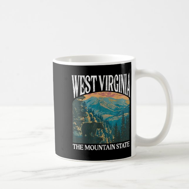 Väster Virginia Retro Bear Mountain Graphic Kaffemugg (Höger)