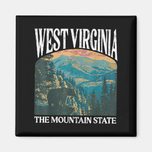 Väster Virginia Retro Bear Mountain Graphic Magnet