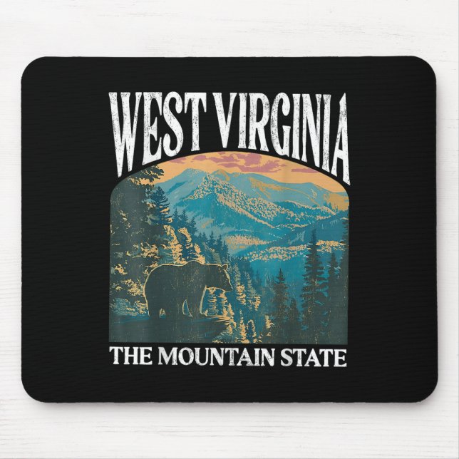 Väster Virginia Retro Bear Mountain Graphic Musmatta (Framsidan)