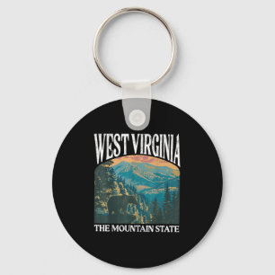 Väster Virginia Retro Bear Mountain Graphic Nyckelring