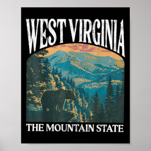 Väster Virginia Retro Bear Mountain Graphic Poster
