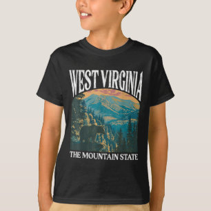 Väster Virginia Retro Bear Mountain Graphic T Shirt