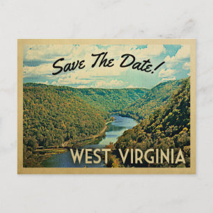 Väster Virginia Save Date River Nature Vintage Meddelande Vykort