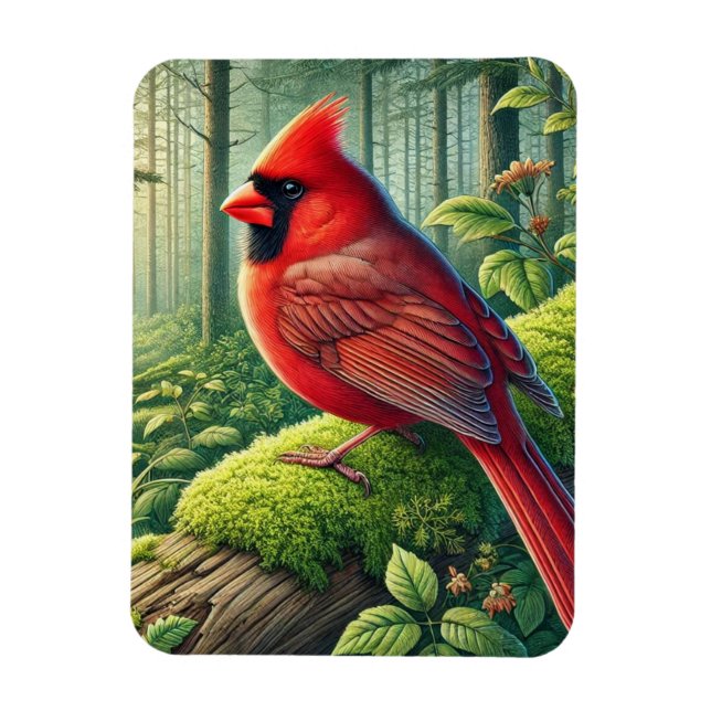 Väster Virginia State Bird Northern Kardinal Magnet (Vertikal)