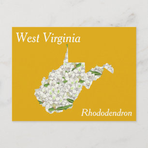 Väster Virginia State Flower Collage Karta Vykort