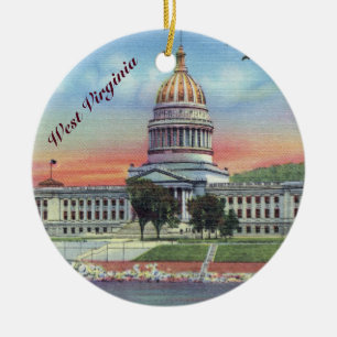 Väster Virginia State Huvudstad Julgransprydnad Keramik