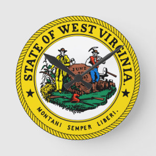 Väster Virginia State Seal Clock Rund Klocka