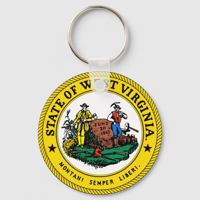 Väster Virginia State Seal Keychain Nyckelring (Framsida)