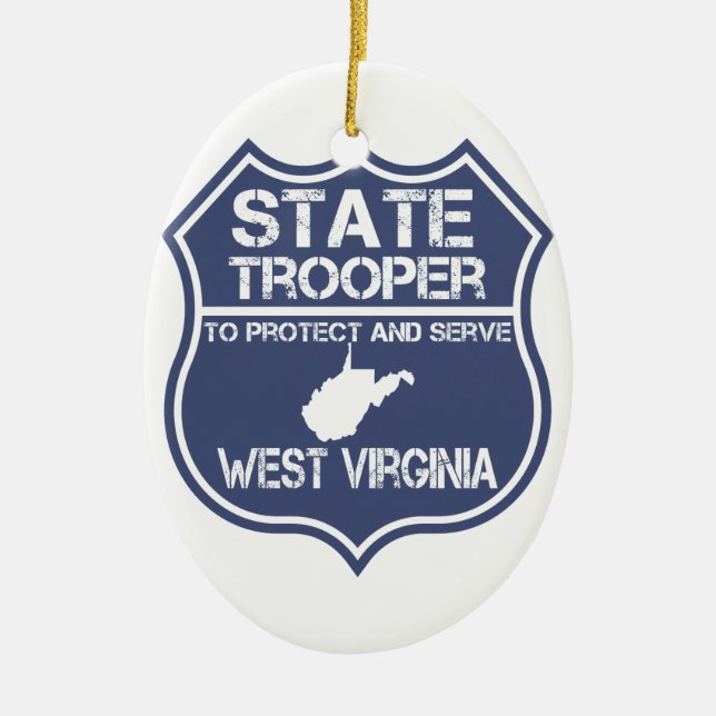 Väster Virginia State Trooper Protection and  Julgransprydnad Keramik (Framsidan)