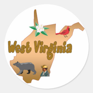 Väster Virginia Sticker Runt Klistermärke