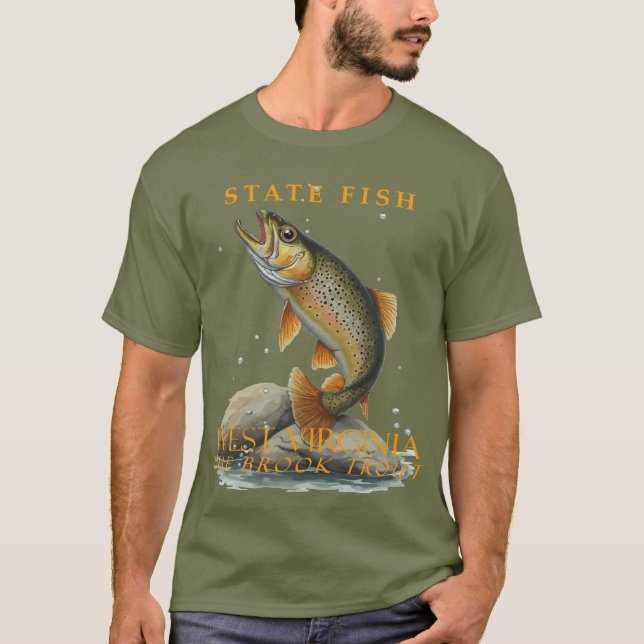 Väster Virginia Territory Fish the Brook Trout T Shirt (Framsida)