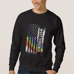 Väster Virginia United Stater Distress Rainbow w U Lång Ärmad Tröja