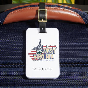 Väster Virginia United Stater Retro Karta Vintage Bagagebricka