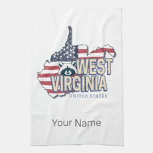 Väster Virginia United Stater Retro Karta Vintage Kökshandduk
