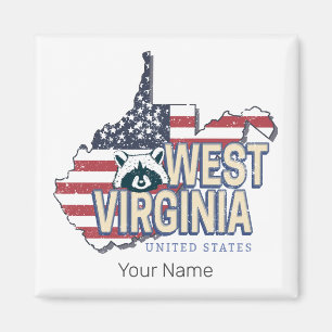 Väster Virginia United Stater Retro Karta Vintage Magnet