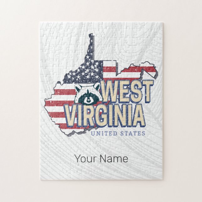 Väster Virginia United Stater Retro Karta Vintage  Pussel (Vertikal)