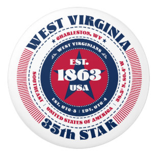 Väster Virginia US State Rött vitt blått Typograph Knopp