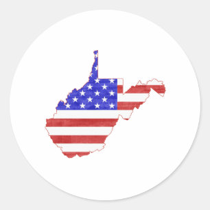 Väster Virginia USA flagga silhouette-staten karta Runt Klistermärke